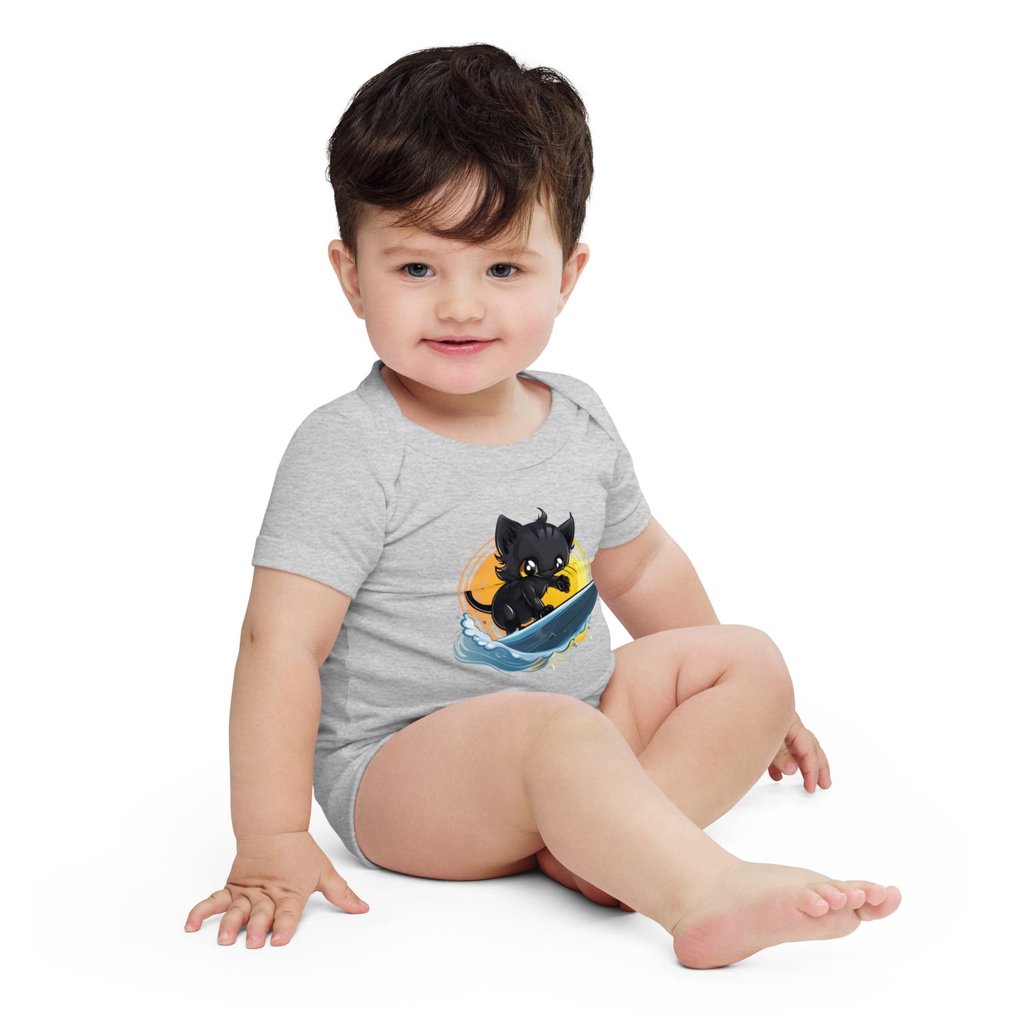 Cats Who Surf Baby short sleeve one piece