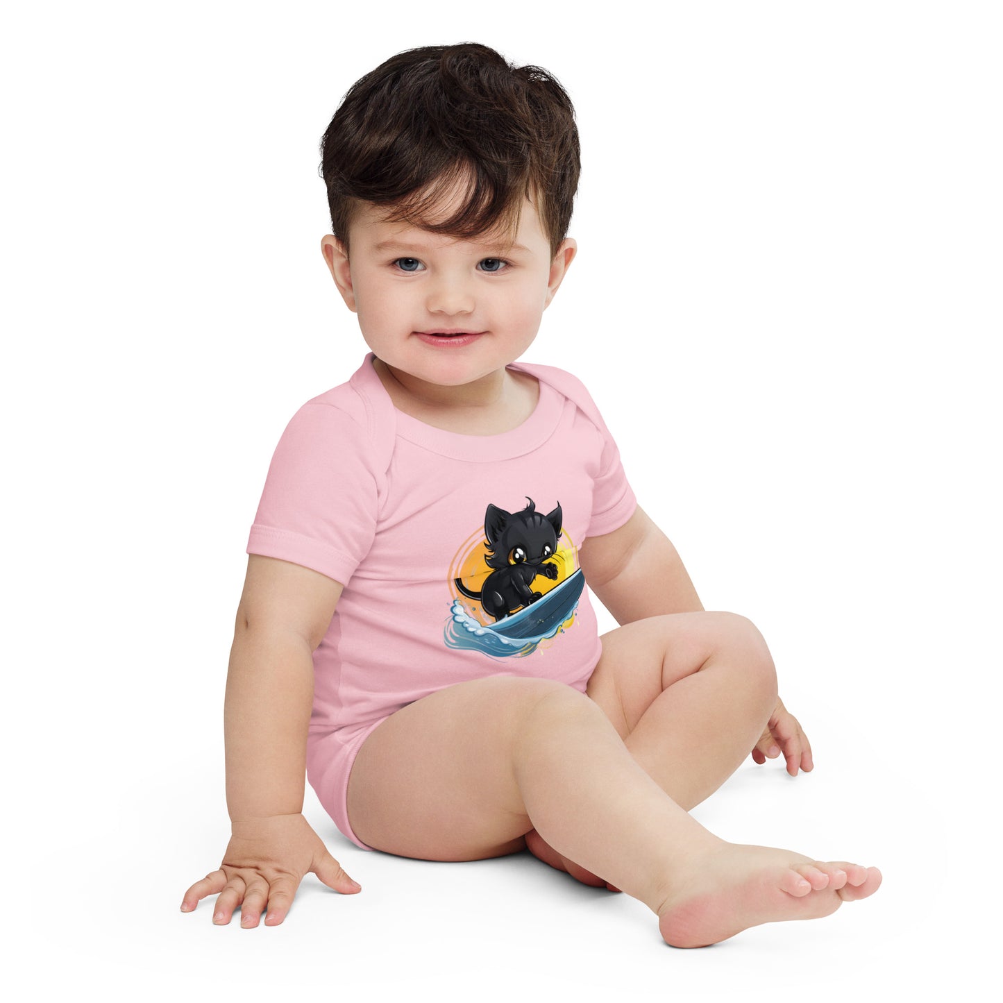 Cats Who Surf Baby short sleeve one piece