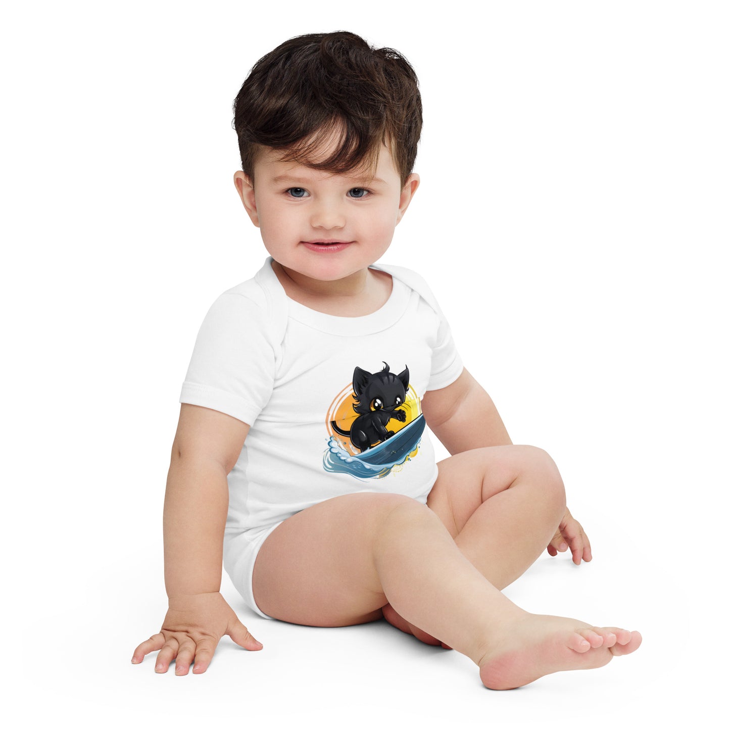 Cats Who Surf Baby short sleeve one piece