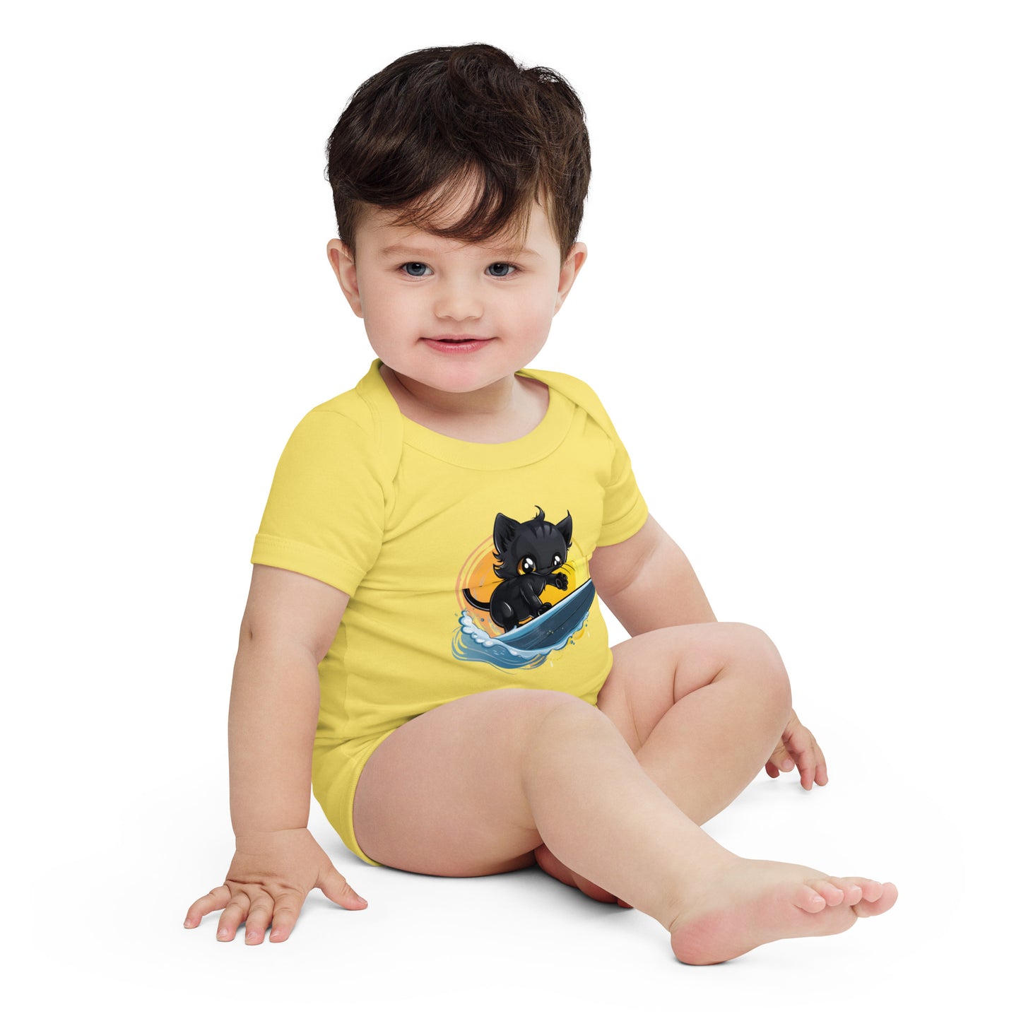 Cats Who Surf Baby short sleeve one piece