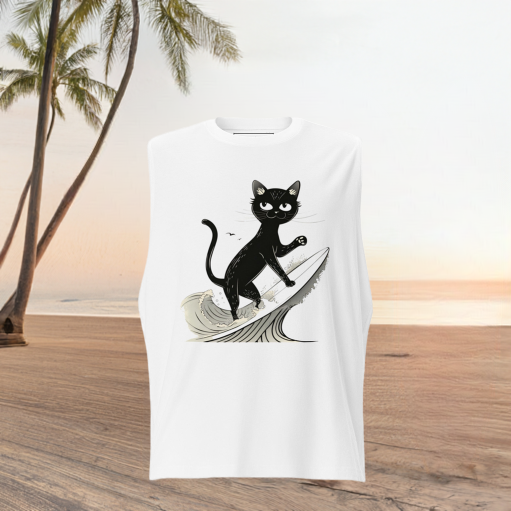 Cats Who Surf Unisex Muscle Shirt: Bombay Surfer