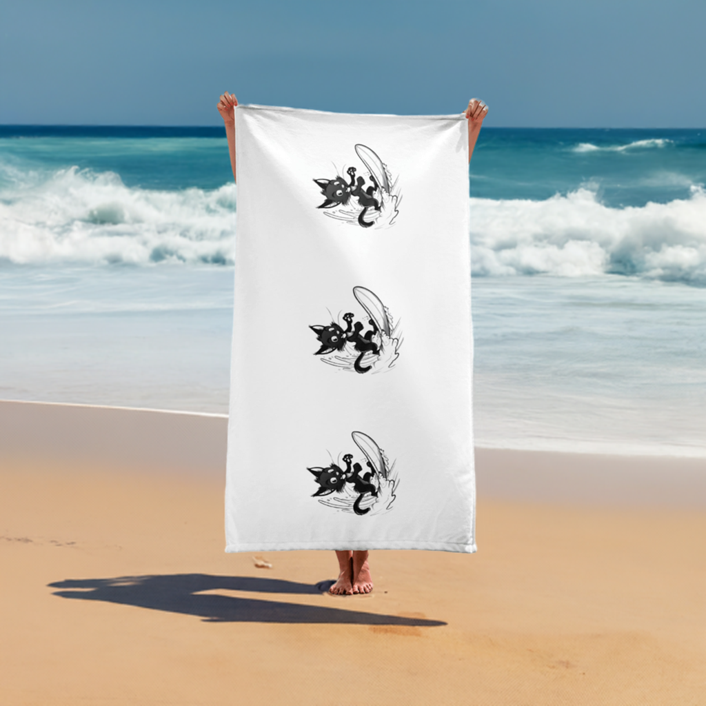 Cats Who Surf Henley Towel