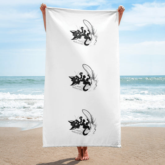 Cats Who Surf Henley Towel