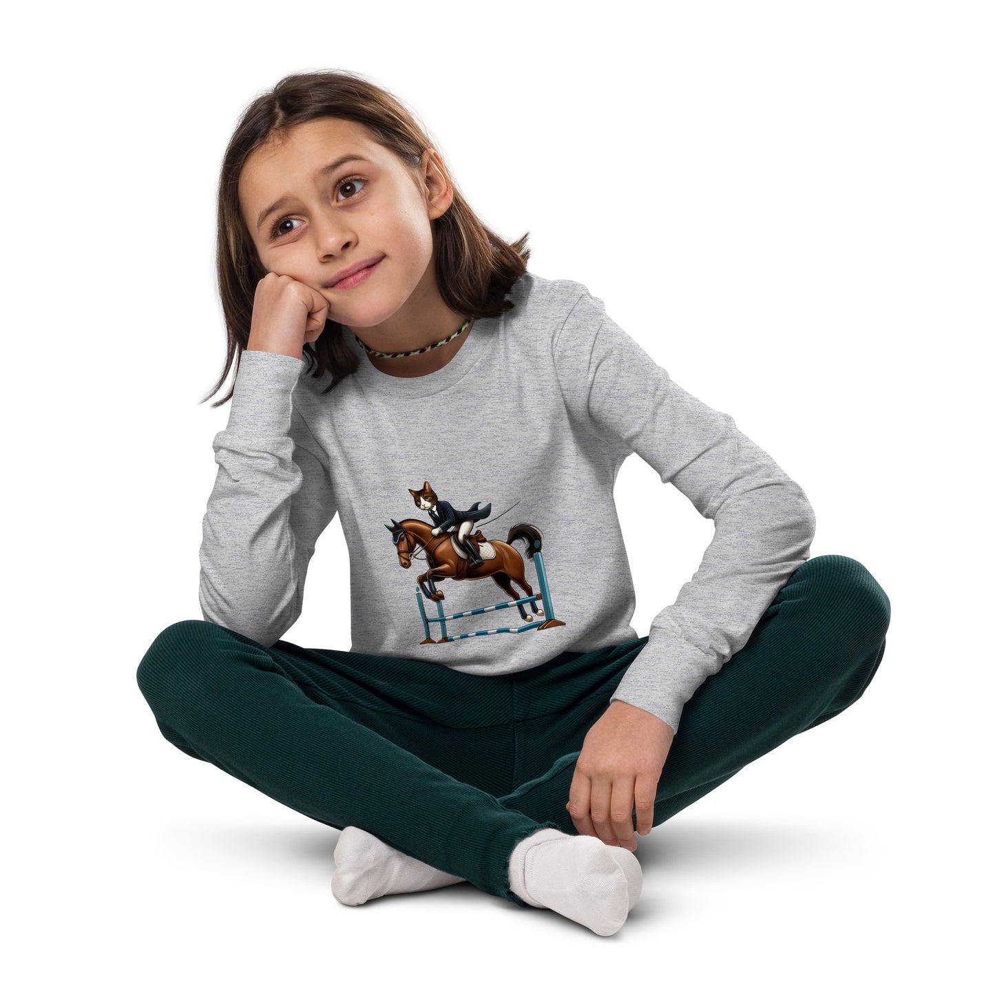 Cat's & Horses Squeezy Cat Jumps Youth unisex long sleeve tee