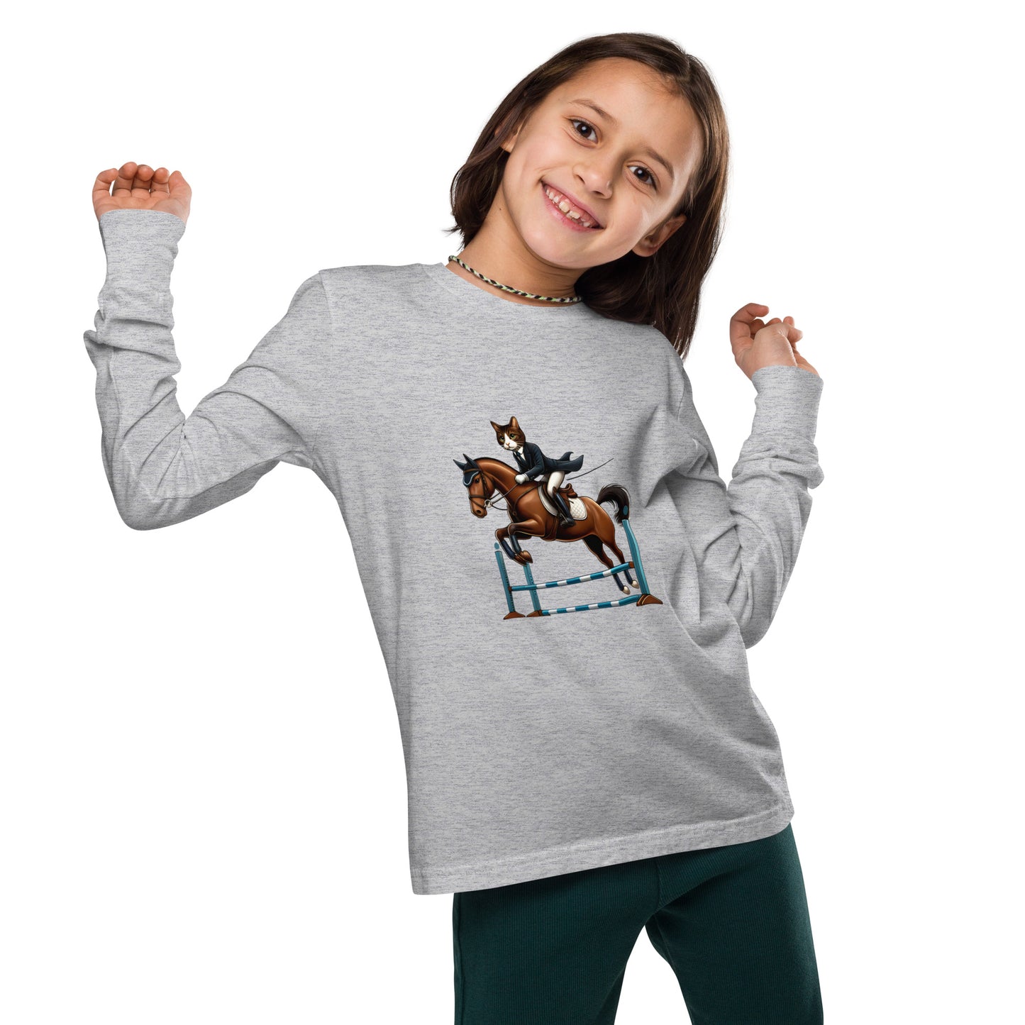 Cat's & Horses Squeezy Cat Jumps Youth unisex long sleeve tee