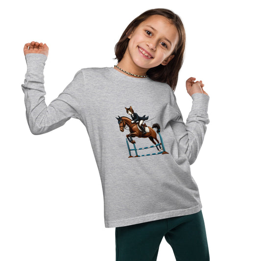 Cat's & Horses Squeezy Cat Jumps Youth unisex long sleeve tee