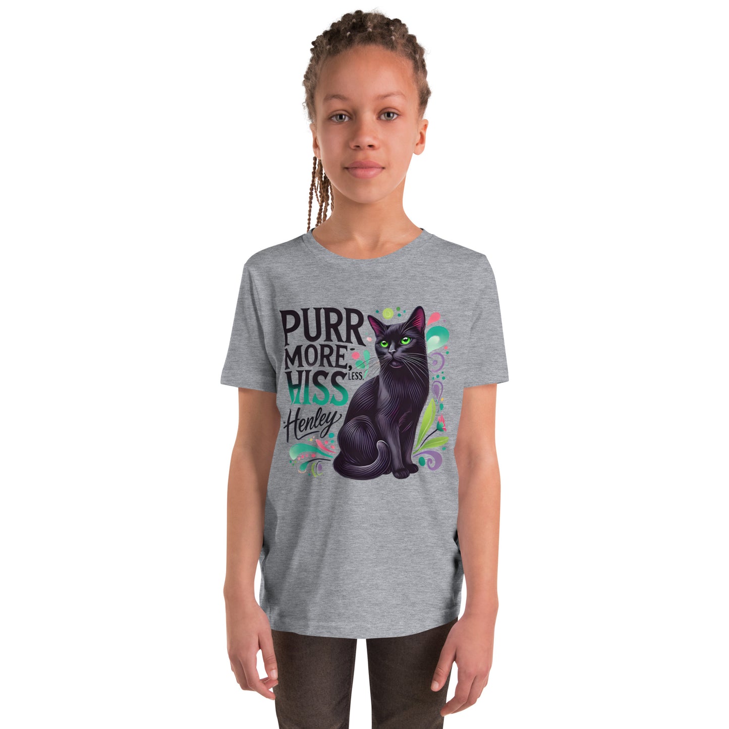 Happy Cat: Bombay Purr More Hiss Less Youth Unisex Short Sleeve T-Shirt