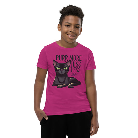 Happy Cat: Bombay Purr More Hiss - Less Unisex Youth Short Sleeve T-Shirt