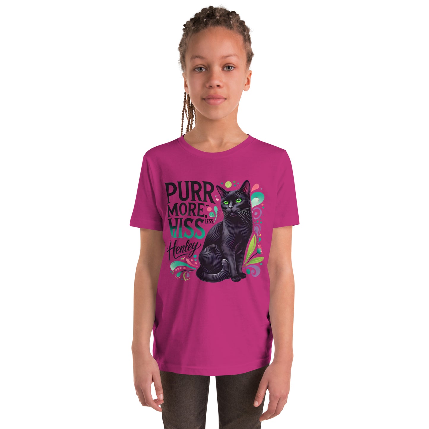 Happy Cat: Bombay Purr More Hiss Less Youth Unisex Short Sleeve T-Shirt