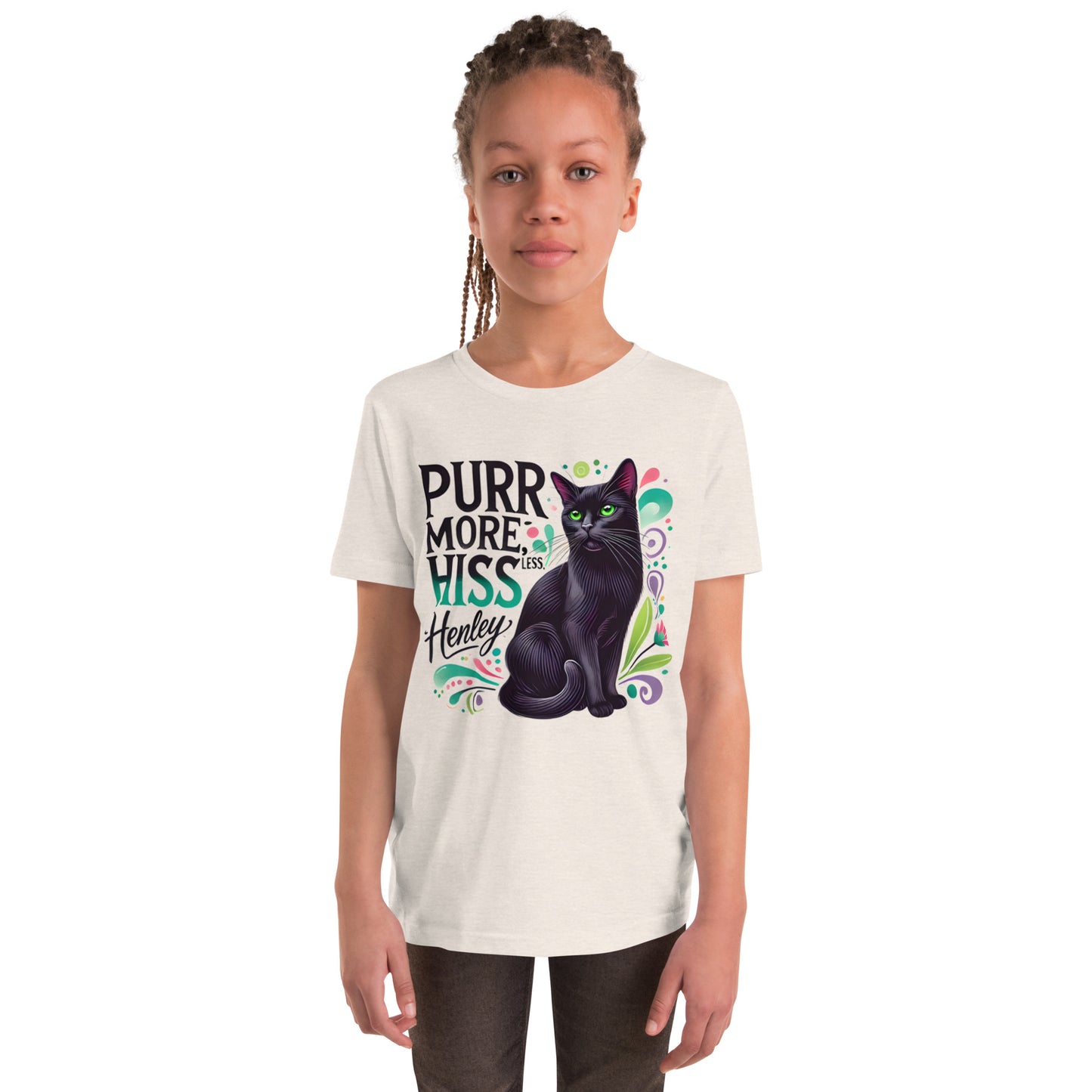 Happy Cat: Bombay Purr More Hiss Less Youth Unisex Short Sleeve T-Shirt