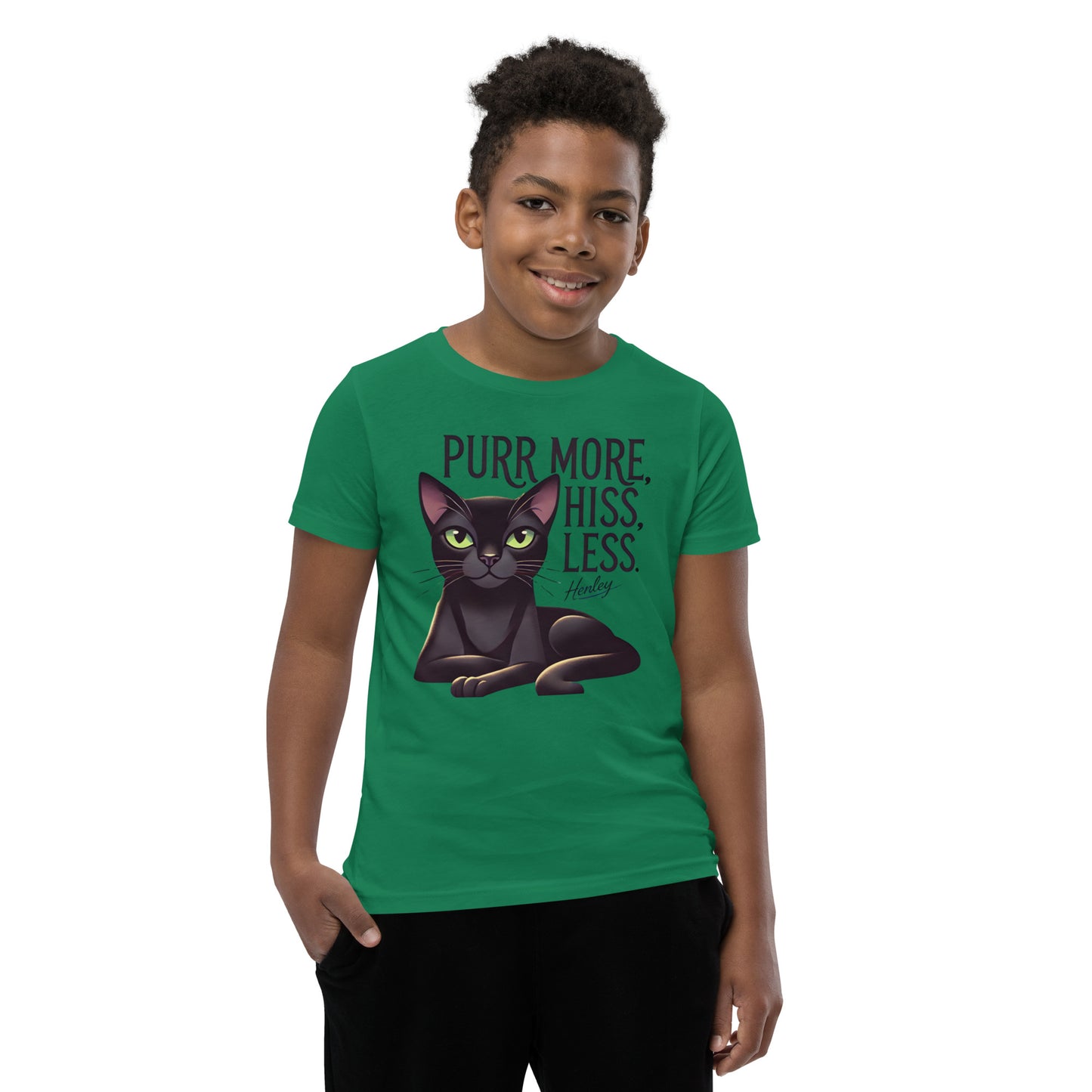 Happy Cat: Bombay Purr More Hiss - Less Unisex Youth Short Sleeve T-Shirt