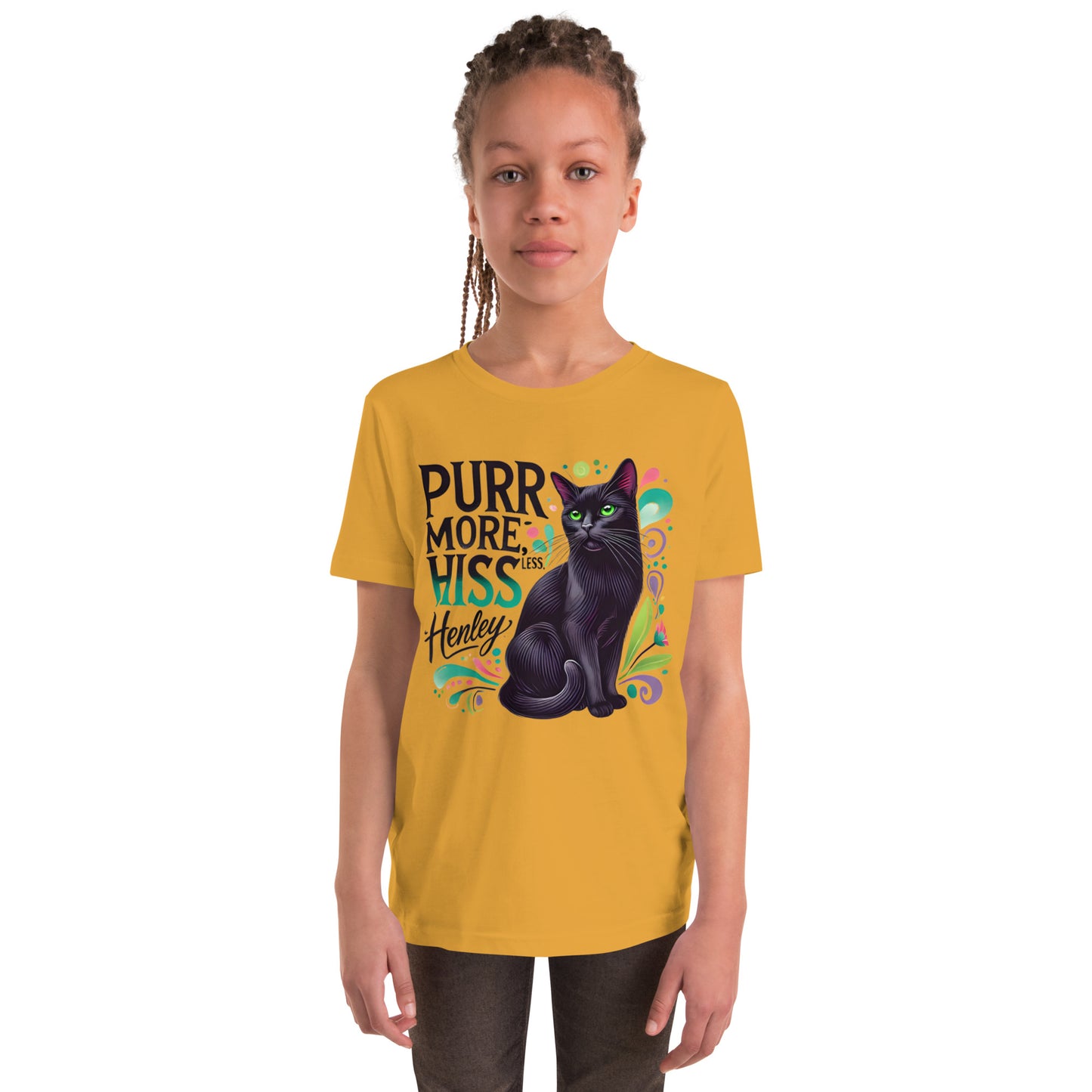 Happy Cat: Bombay Purr More Hiss Less Youth Unisex Short Sleeve T-Shirt